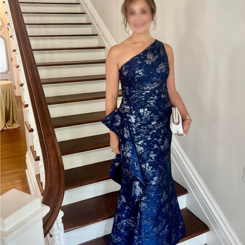 Rickie Freeman for Teri Jon Blue One Shoulder Dress - MOB/Black Tie Event/Gala